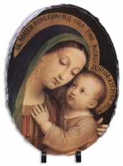 Our Lady of Good Counsel Oval Slate Tile